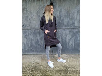 Prodloužená mikina s klokaní kapsou